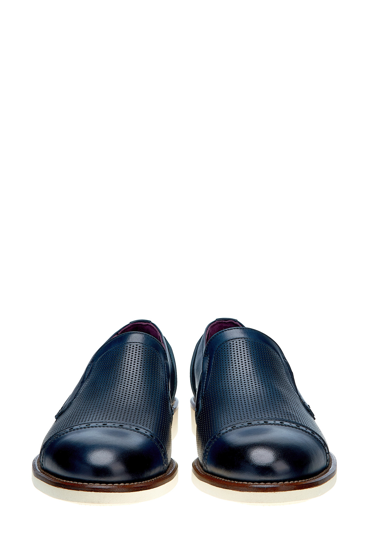 Кожаные лоферы в оттенке индиго с брогированным узором и перфорацией MIRAGE, цвет синий, размер 40;41;42;43;44;46;39 - фото 5